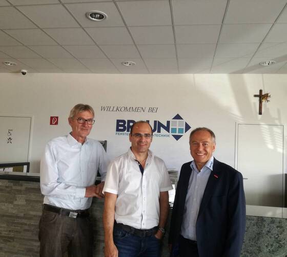 Fensterhersteller Rolladen Braun, Georg Braun (links), Wolfgang Braun (Mitte), Verkaufsberater Josef Kögl (rechts)